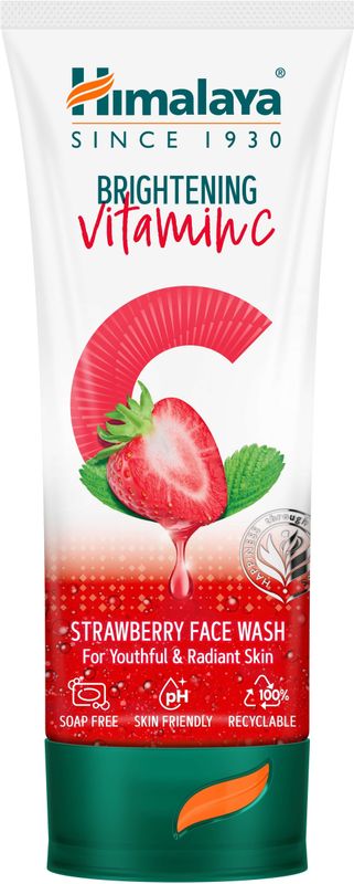 Himalaya brightening vitamin c strawberry  men & women all skin types face wash - M Y V E L O R A