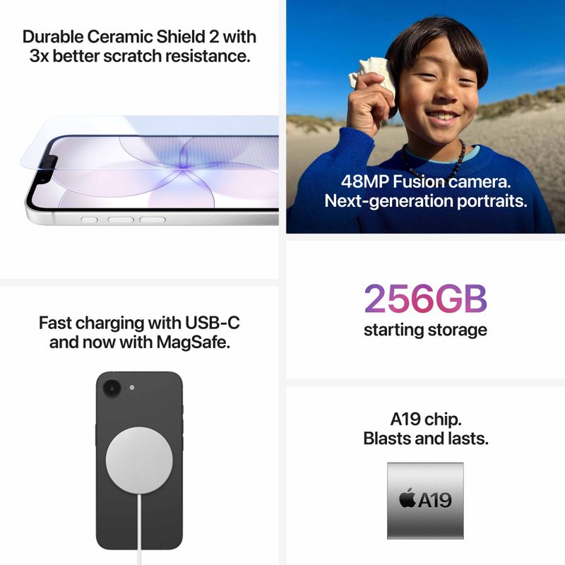 Apple iphone 17e (white, 256 gb) - M Y V E L O R A