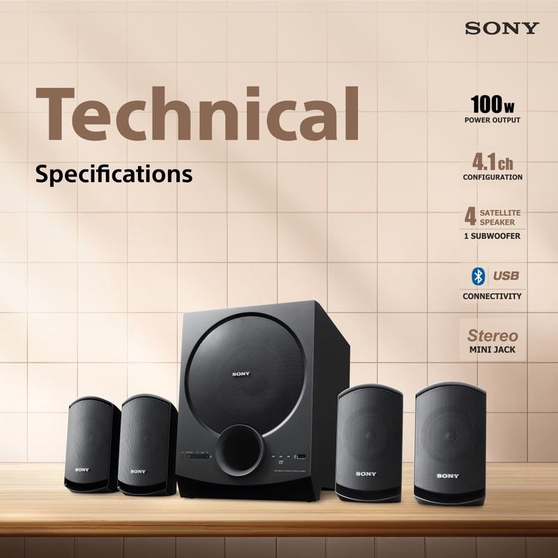Sony new sa-d40m2 all in one 4.1ch home theatre system with powerful subwoofer 100 w bluetooth home theatre - M Y V E L O R A