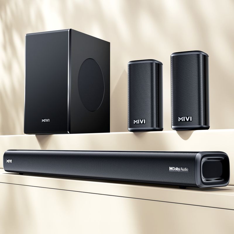 Mivi fort h750 soundbar, 750 watts, dolby audio, 5.1 channel, multi-input & eq modes 750 w bluetooth soundbar - M Y V E L O R A