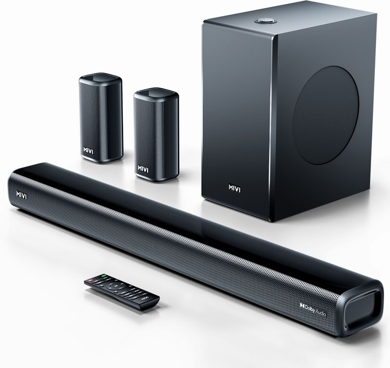 Mivi fort h750 soundbar, 750 watts, dolby audio, 5.1 channel, multi-input & eq modes 750 w bluetooth soundbar - M Y V E L O R A