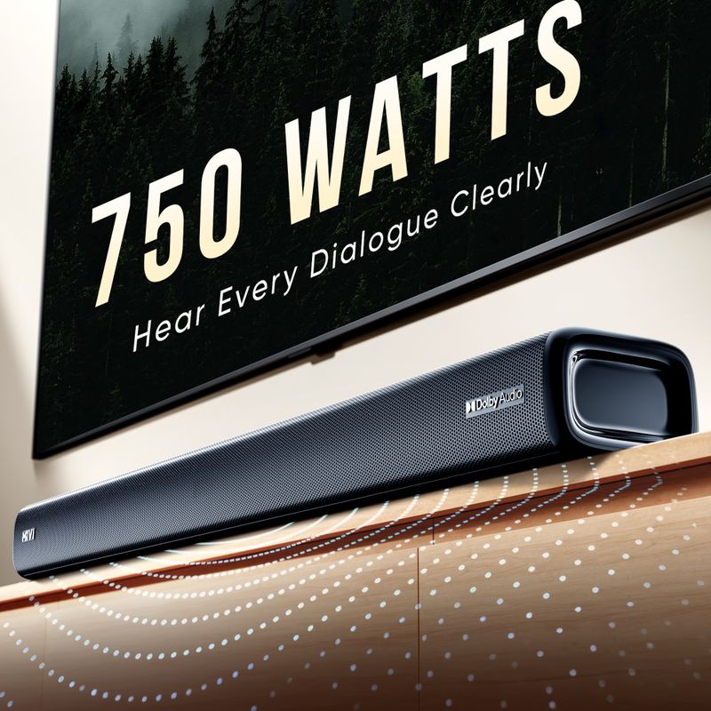 Mivi fort h750 soundbar, 750 watts, dolby audio, 5.1 channel, multi-input & eq modes 750 w bluetooth soundbar - M Y V E L O R A