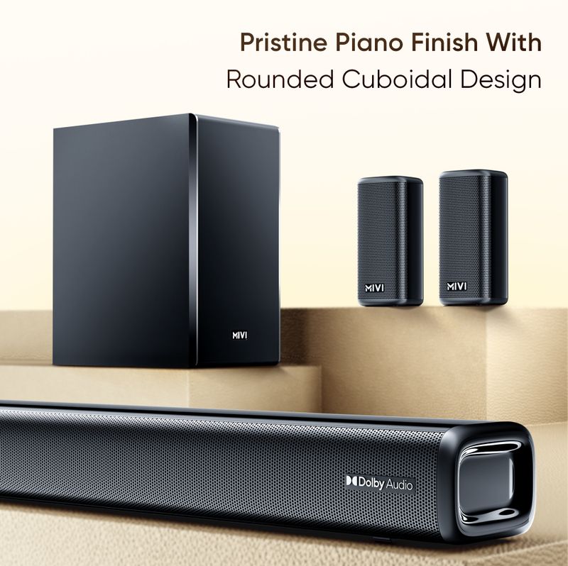 Mivi fort h750 soundbar, 750 watts, dolby audio, 5.1 channel, multi-input & eq modes 750 w bluetooth soundbar - M Y V E L O R A
