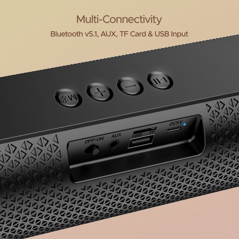 Boat aavante bar 480/490, free music on jiosaavn, 7h battery, dual full range drivers 10 w bluetooth speaker - M Y V E L O R A
