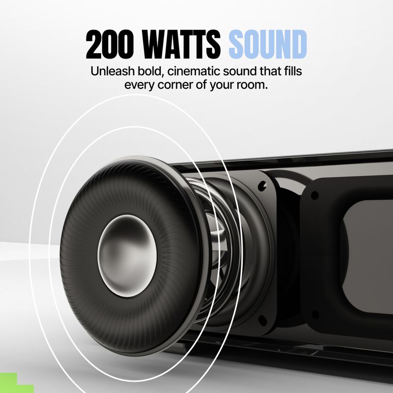 Mivi fort sonic 200 soundbar, 2.1 channel, multi-input and eq modes, bt v5.3 200 w bluetooth soundbar - M Y V E L O R A