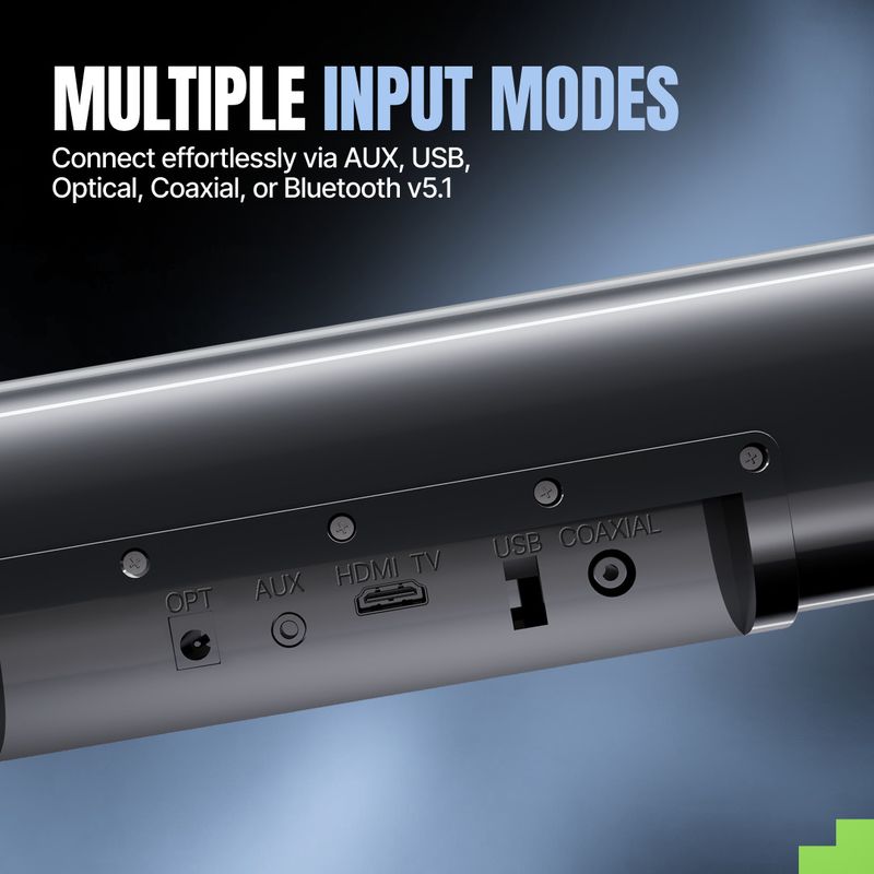 Mivi fort sonic 200 soundbar, 2.1 channel, multi-input and eq modes, bt v5.3 200 w bluetooth soundbar - M Y V E L O R A