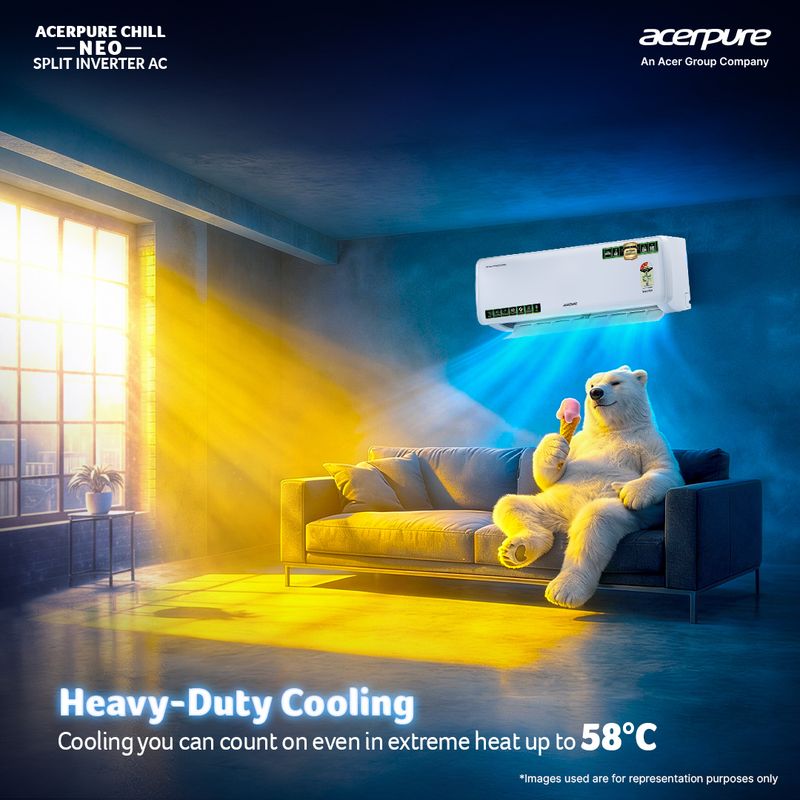 Acerpure 2026 model 1.5 ton 3 star split inverter chill neo energy efficient 7-in-1 convertible cools at 58�c ice blast 4 ways swing self cleaning technology ac - M Y V E L O R A