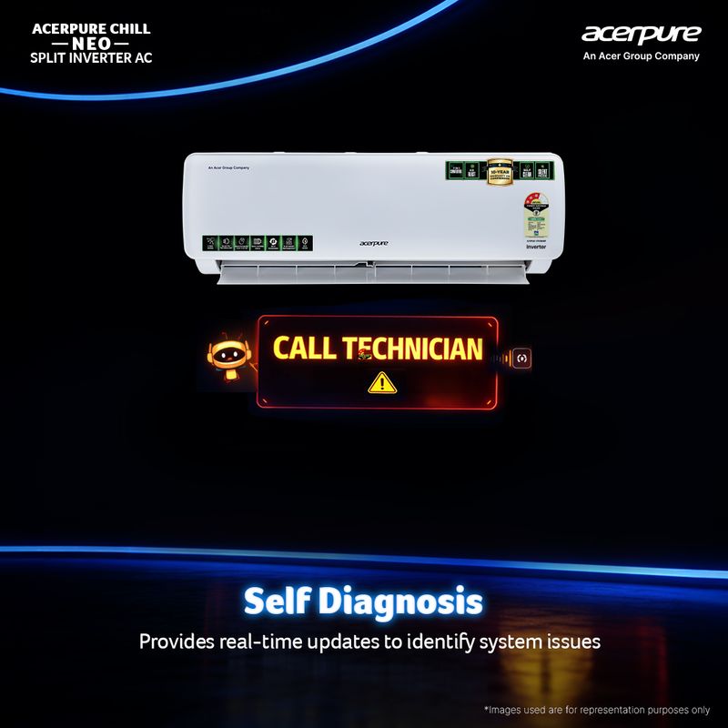Acerpure 2026 model 1.5 ton 3 star split inverter chill neo energy efficient 7-in-1 convertible cools at 58�c ice blast 4 ways swing self cleaning technology ac - M Y V E L O R A