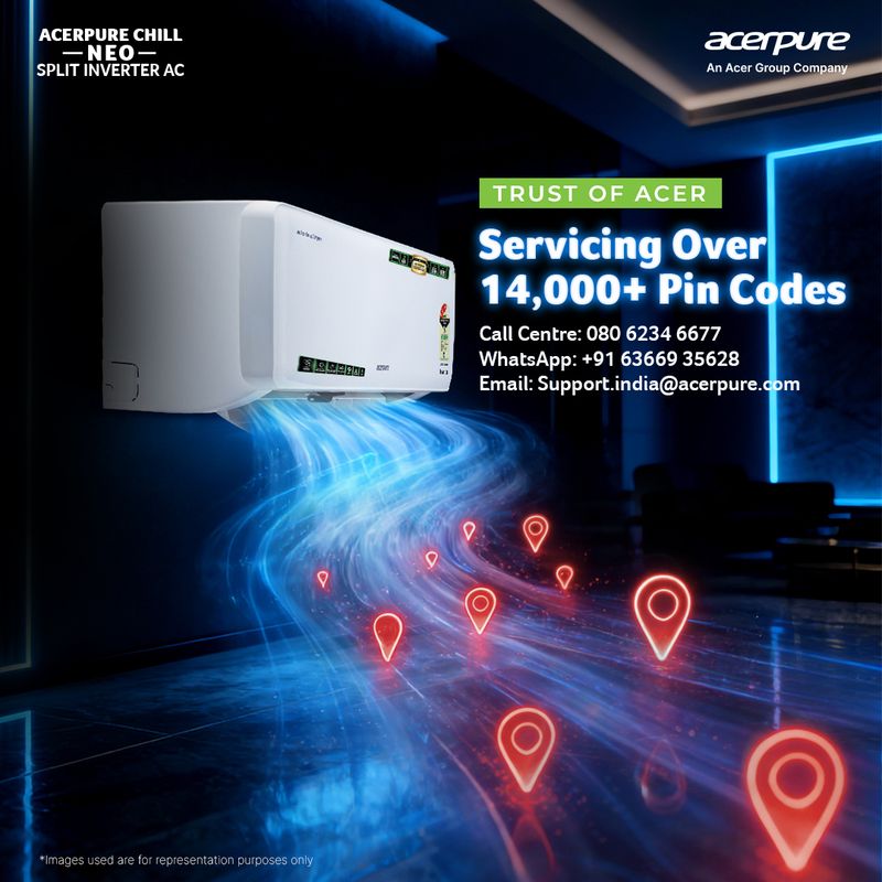 Acerpure 2026 model 1.5 ton 3 star split inverter chill neo energy efficient 7-in-1 convertible cools at 58�c ice blast 4 ways swing self cleaning technology ac - M Y V E L O R A