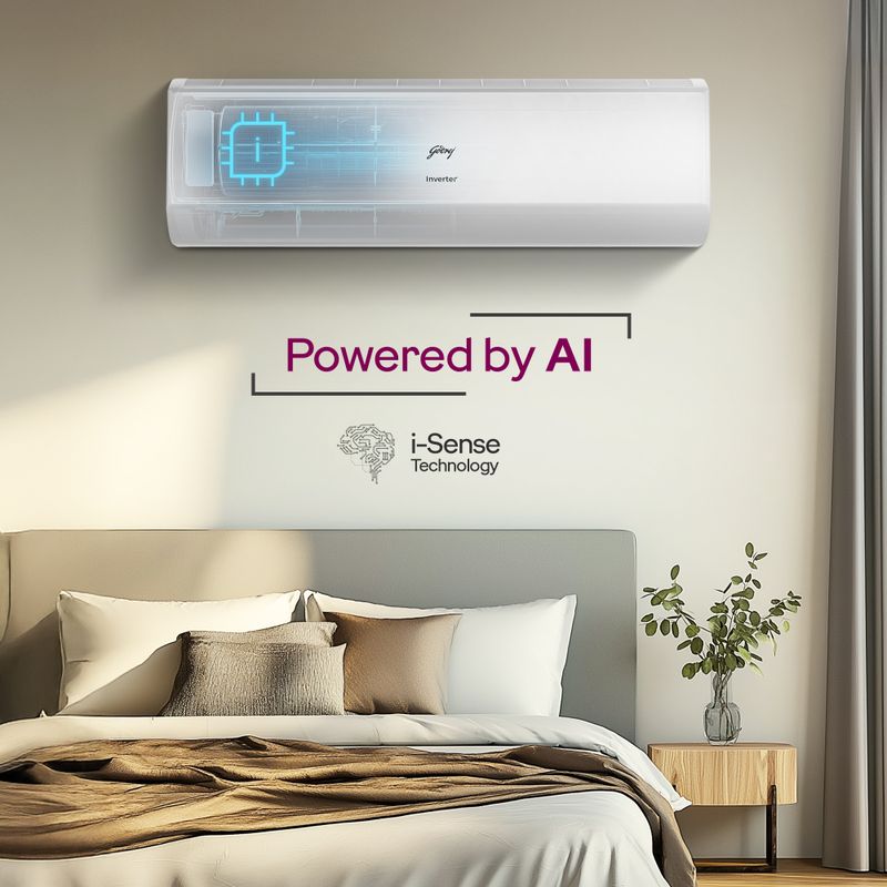 Godrej 2026 model 2 ton 3 star split inverter with 5-in-1 convertible | ai powered| heavy duty cooling at 52 degree celsius|i-sense technology ac - M Y V E L O R A