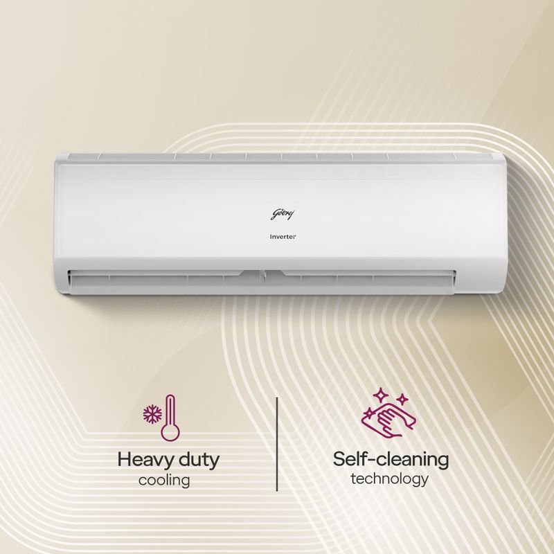Godrej 2026 model 2 ton 3 star split inverter with 5-in-1 convertible | ai powered| heavy duty cooling at 52 degree celsius|i-sense technology ac - M Y V E L O R A