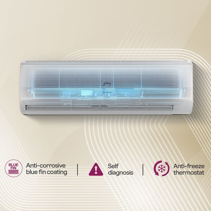 Godrej 2026 model 2 ton 3 star split inverter with 5-in-1 convertible | ai powered| heavy duty cooling at 52 degree celsius|i-sense technology ac - M Y V E L O R A