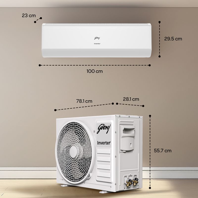 Godrej 2026 model 2 ton 3 star split inverter with 5-in-1 convertible | ai powered| heavy duty cooling at 52 degree celsius|i-sense technology ac - M Y V E L O R A