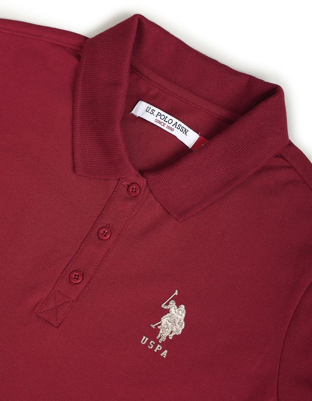 U.s. polo assn. solid women polo neck red t-shirt - M Y V E L O R A