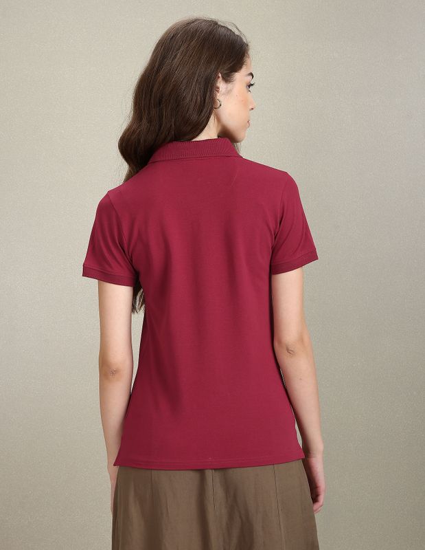 U.s. polo assn. solid women polo neck red t-shirt - M Y V E L O R A