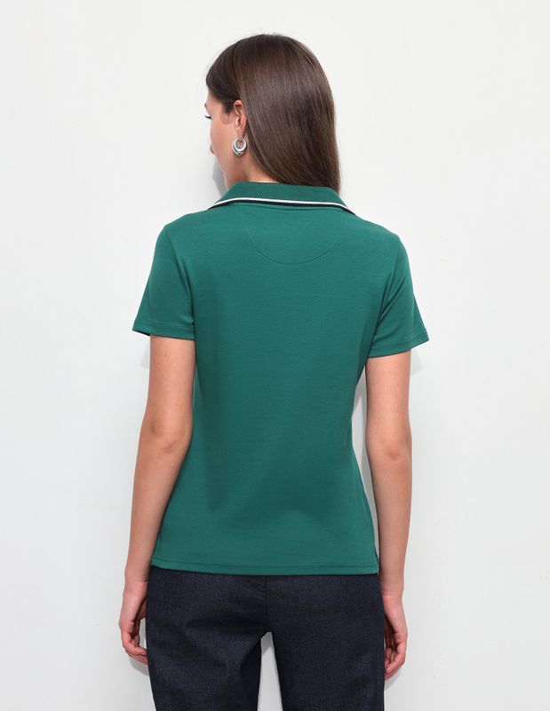 U.s. polo assn. solid women polo neck green t-shirt - M Y V E L O R A
