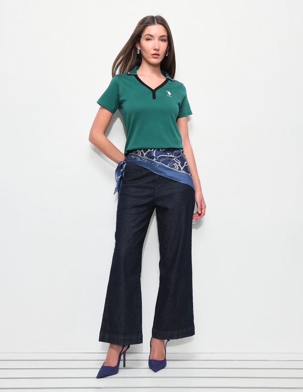 U.s. polo assn. solid women polo neck green t-shirt - M Y V E L O R A