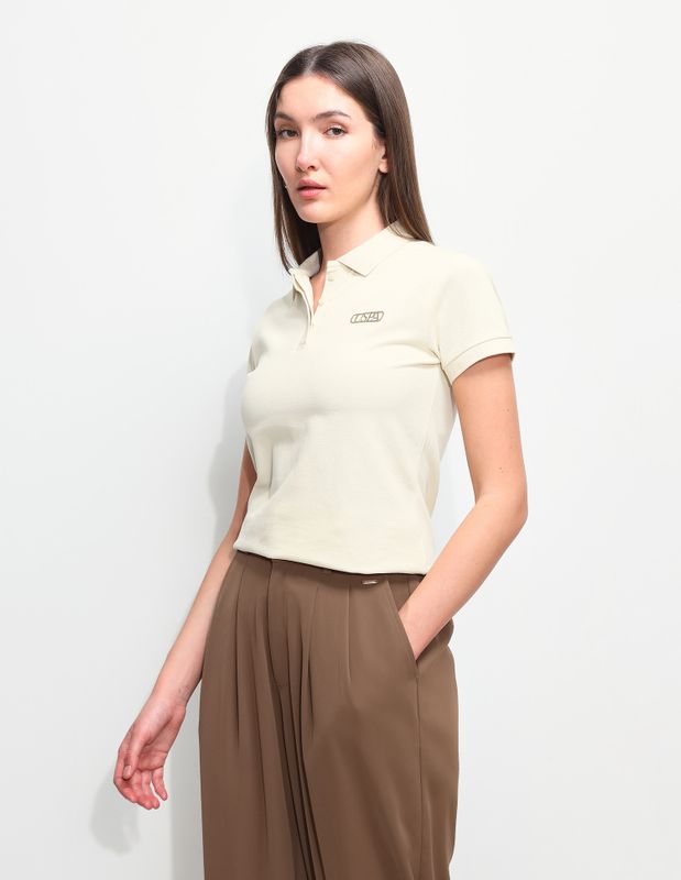 U.s. polo assn. solid women polo neck beige t-shirt - M Y V E L O R A