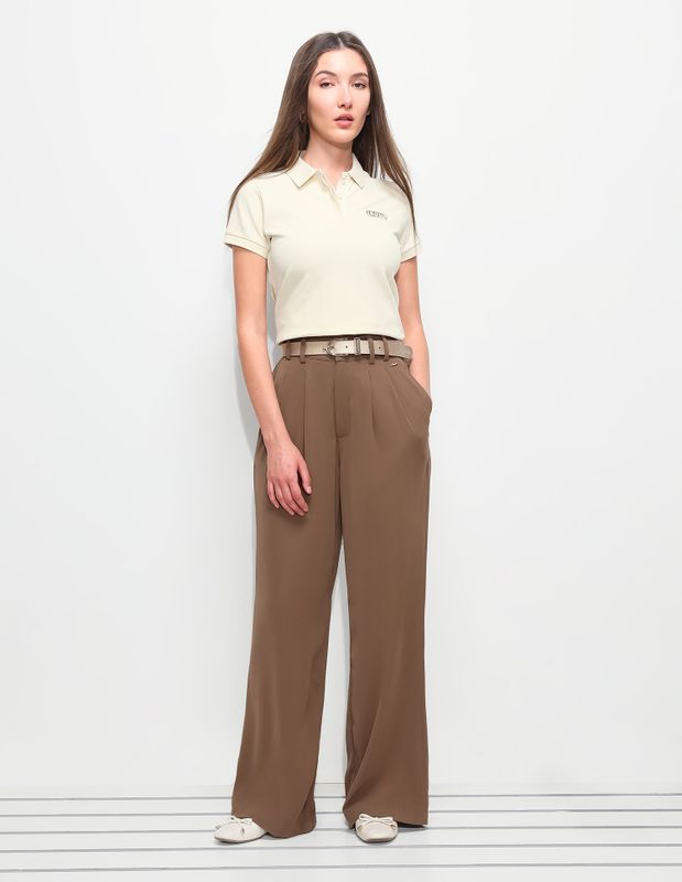 U.s. polo assn. solid women polo neck beige t-shirt - M Y V E L O R A