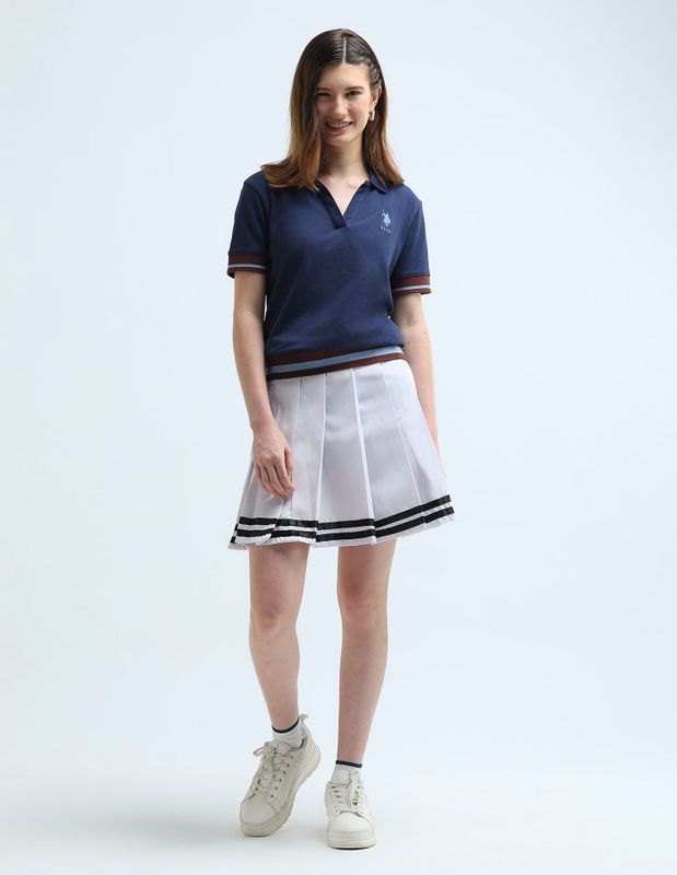 U.s. polo assn. solid women polo neck blue t-shirt - M Y V E L O R A
