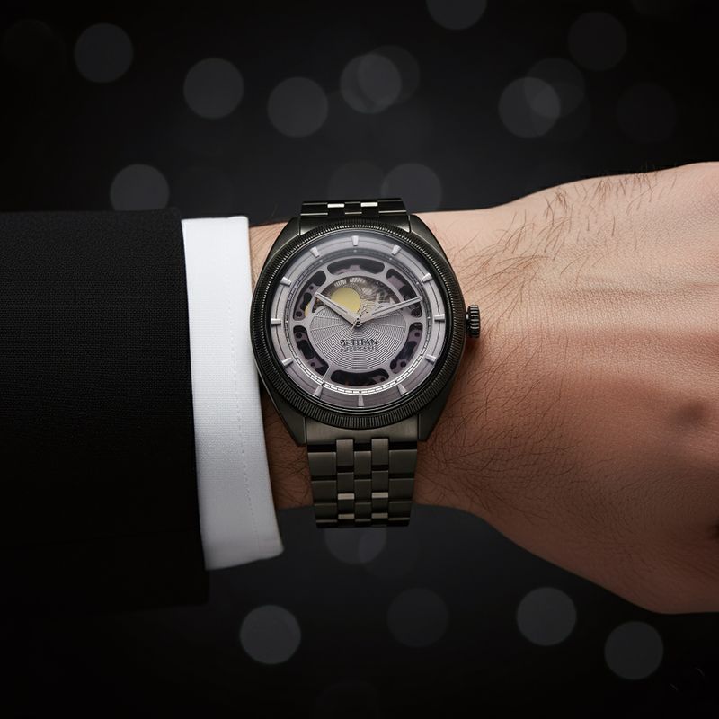 Titan titan stellar titan stellar automatic silver round dial men's watch / analog watch  - for men - M Y V E L O R A