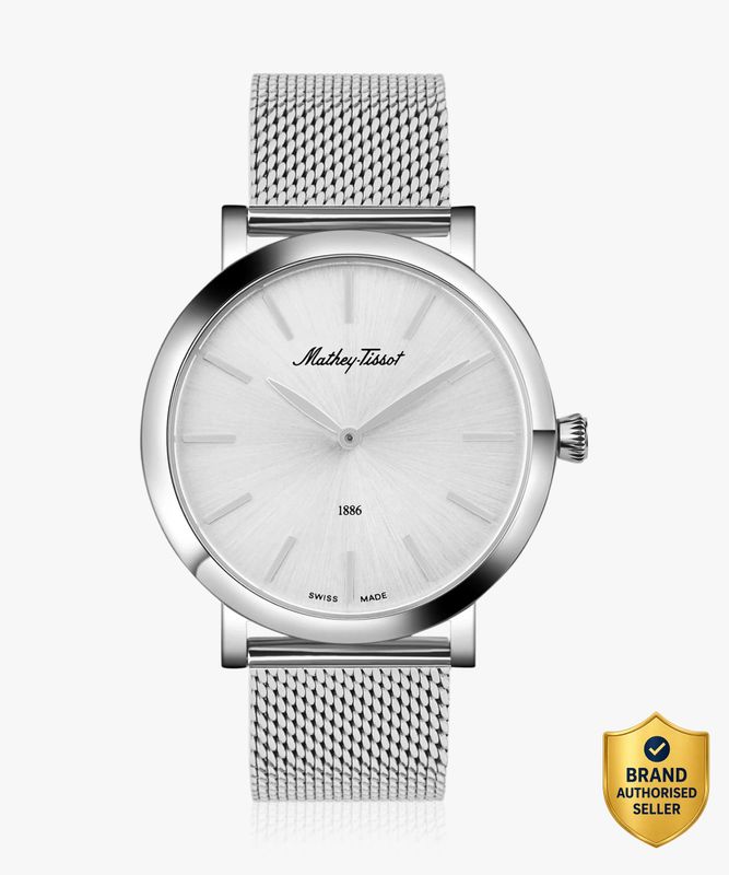 Mathey-tissot swiss made silver dial classic analog watch  - for men - M Y V E L O R A