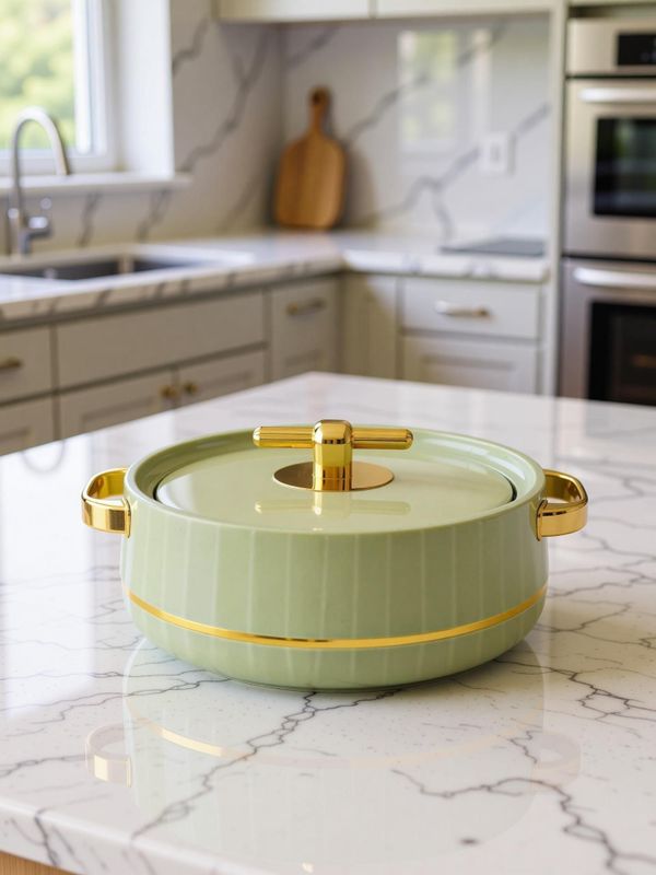Blal deluxe decor 3000 inner stainless steel insulated casserole green gold thermoware casserole - M Y V E L O R A