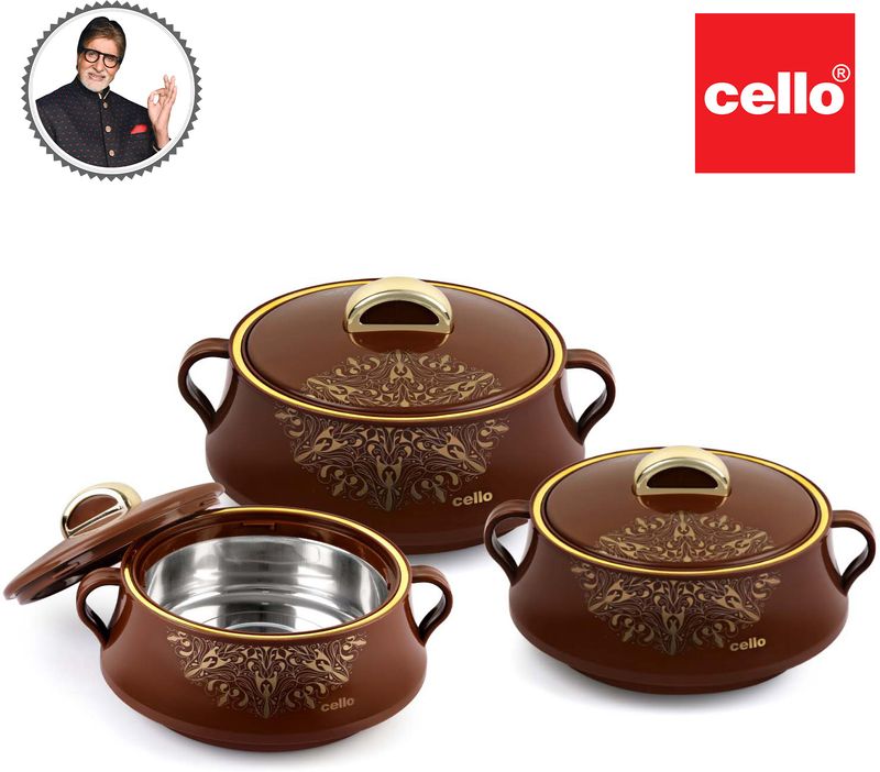 Cello midas pack of 3 thermoware casserole set - M Y V E L O R A