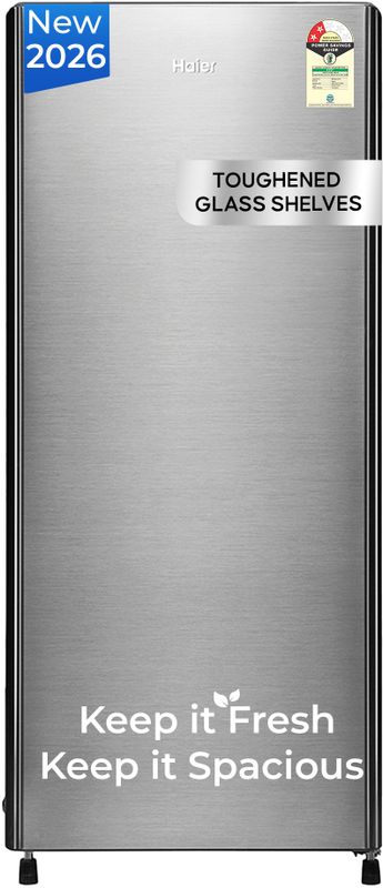 Haier 190 l direct cool single door 2 star refrigerator  with fast ice making, easy clean back, large vegetable box ( 2026 model) - M Y V E L O R A