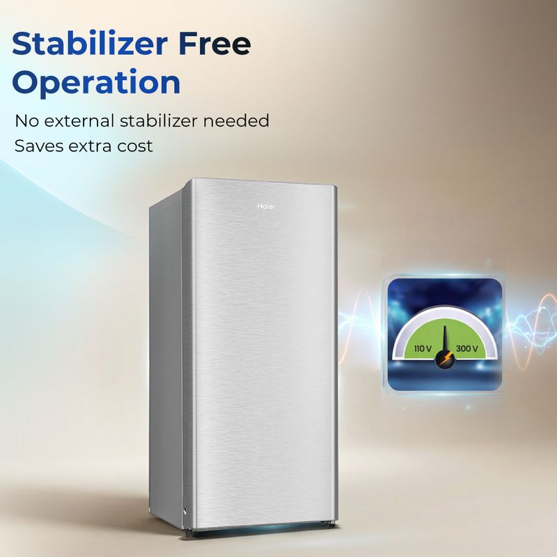 Haier 190 l direct cool single door 2 star refrigerator  with fast ice making, easy clean back, large vegetable box ( 2026 model) - M Y V E L O R A