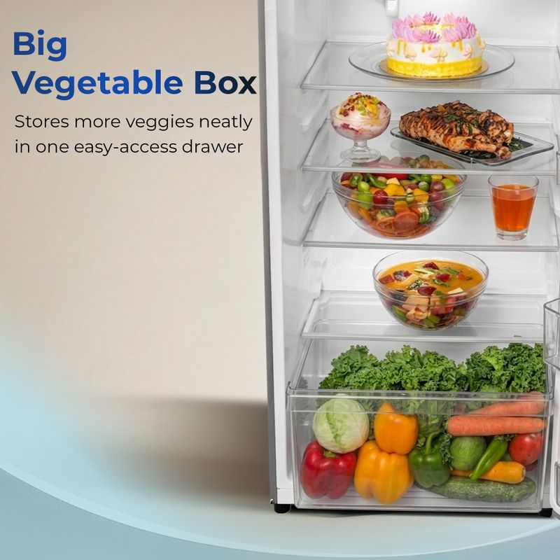 Haier 190 l direct cool single door 2 star refrigerator  with fast ice making, easy clean back, large vegetable box ( 2026 model) - M Y V E L O R A