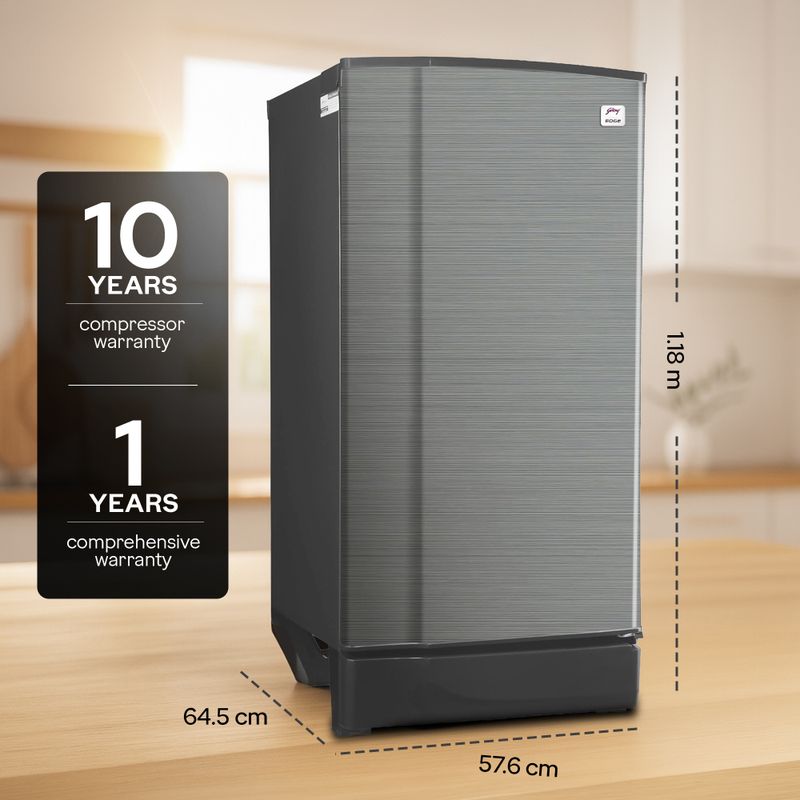 Godrej 180 l direct cool single door 1 star refrigerator  with 20l jumbo vegetable tray advanced capillary technology 2.5l bottle space - M Y V E L O R A