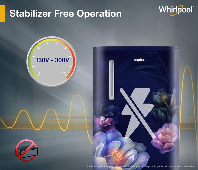 Whirlpool 184 l direct cool single door 2 star refrigerator  with 2 star refrigerator, upto 9 hour cooling retention, fridge - M Y V E L O R A