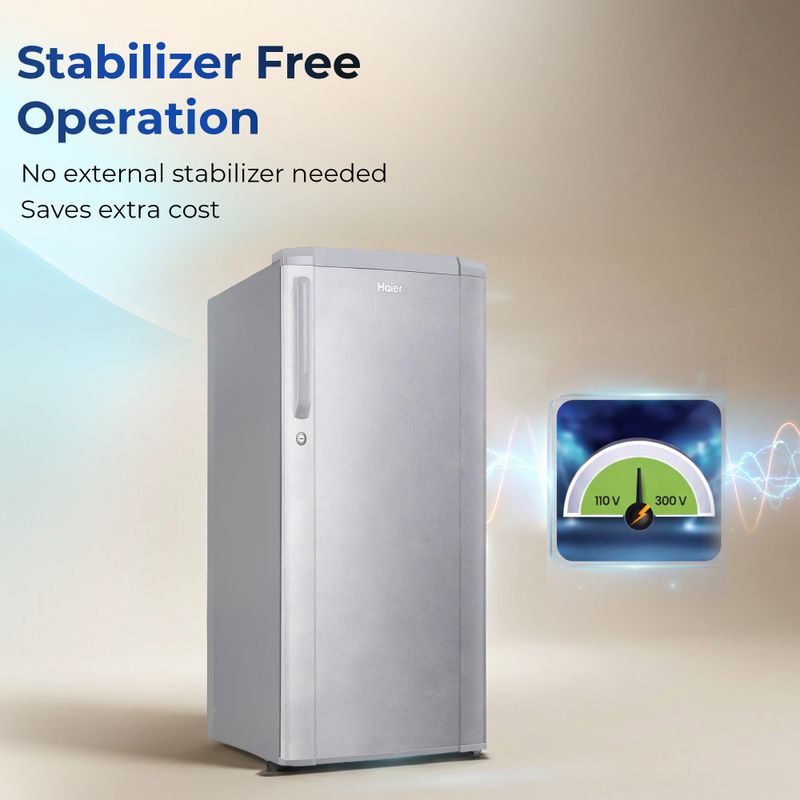 Haier 165 l direct cool single door 1 star refrigerator  with diamond edge freezing technology, easy clean back, large vegetable box ( 2026 model) - M Y V E L O R A