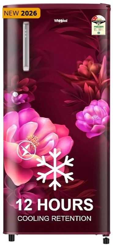 Whirlpool 184 l direct cool single door 2 star refrigerator  with 2 star refrigerator, upto 9 hour cooling retention, fridge - M Y V E L O R A