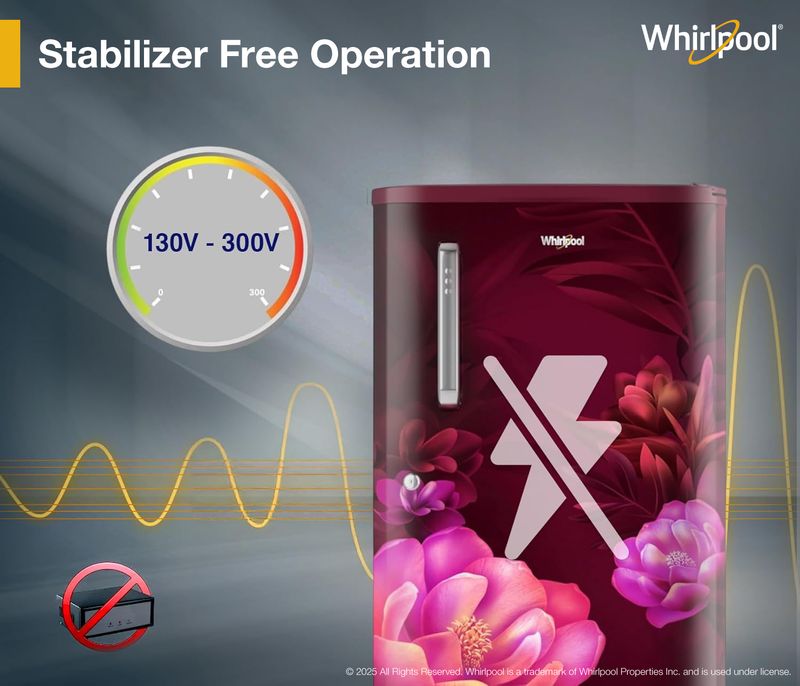 Whirlpool 184 l direct cool single door 2 star refrigerator  with 2 star refrigerator, upto 9 hour cooling retention, fridge - M Y V E L O R A
