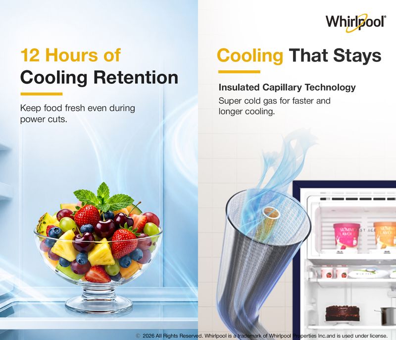 Whirlpool 192 l direct cool single door 4 star refrigerator  with 4 star refrigerator, upto 12 hour cooling retention, fridge - M Y V E L O R A