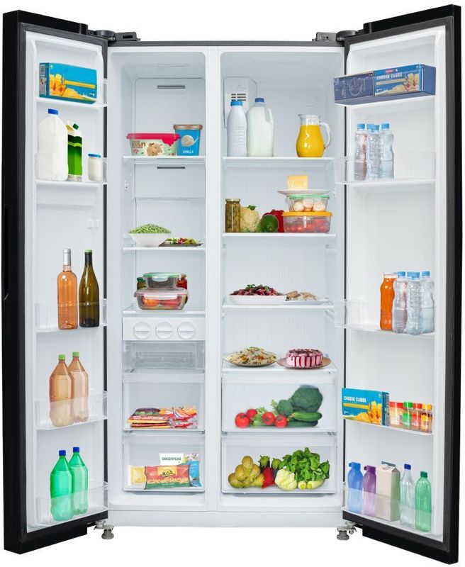 Realme techlife 584 l frost free side by side refrigerator  with farm fresh technology, inverter compressor, and digital control panel - M Y V E L O R A