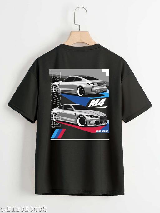 BLACK OVERSIZE PRINTED MEN TSHIRT - M Y V E L O R A