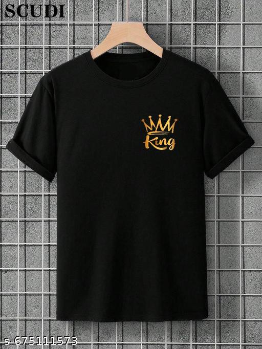 Trendy Black Colour Printed Half-sleeve T-shirts for Men - M Y V E L O R A