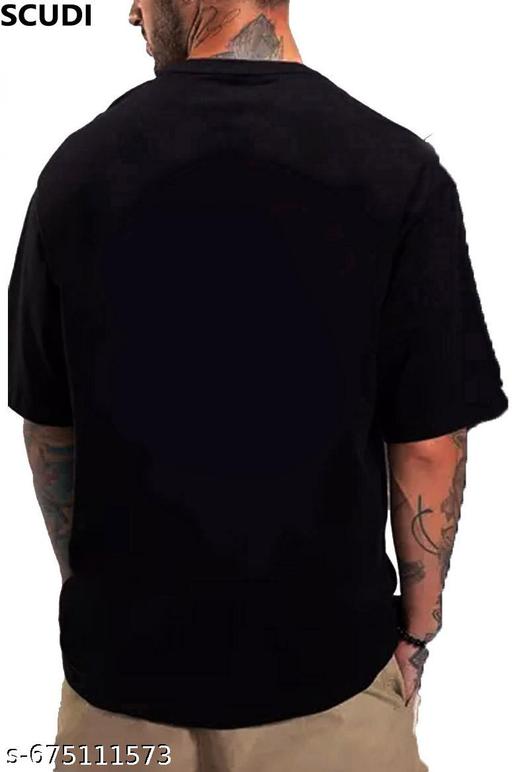 Trendy Black Colour Printed Half-sleeve T-shirts for Men - M Y V E L O R A