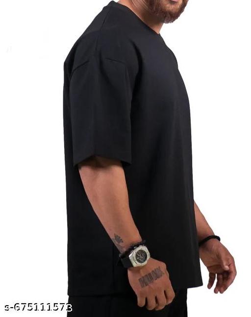 Trendy Black Colour Printed Half-sleeve T-shirts for Men - M Y V E L O R A
