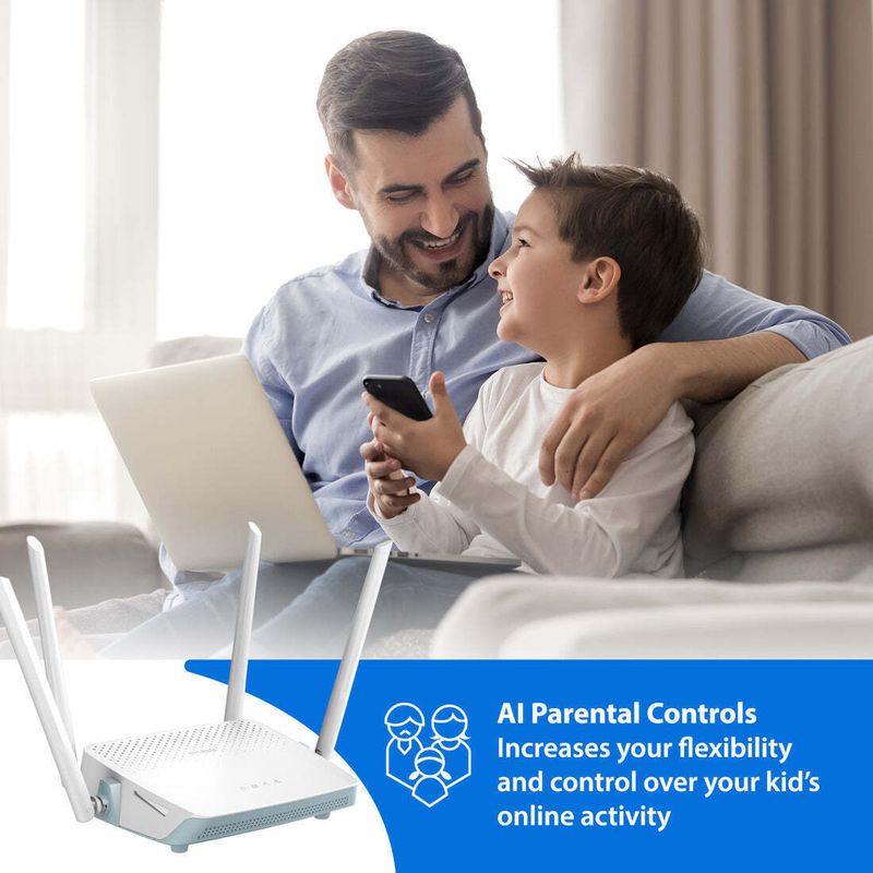 D-link dir-615 wireless router 2.4 ghz 300 mbps wifi speed single band external antenna ethernet (cable broadband) - M Y V E L O R A