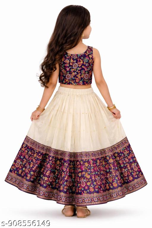 Baby Girls South Indian Traditional Pattu Pavadai Lehenga Choli For Kids - M Y V E L O R A