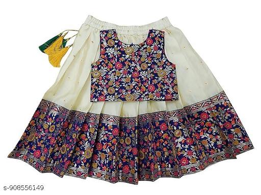 Baby Girls South Indian Traditional Pattu Pavadai Lehenga Choli For Kids - M Y V E L O R A