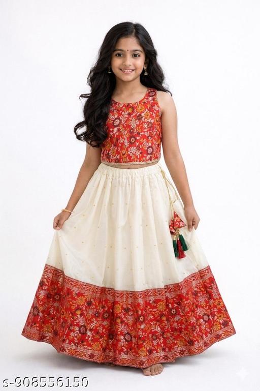 JANIX Kids Readymade lehenga choli for girls | Baby Girl's Readymade Pattu Pavadai Lehenga Choli For Kids | Choli for Navratri | Lehenga for Navratri - M Y V E L O R A