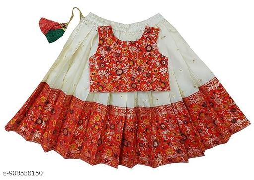JANIX Kids Readymade lehenga choli for girls | Baby Girl's Readymade Pattu Pavadai Lehenga Choli For Kids | Choli for Navratri | Lehenga for Navratri - M Y V E L O R A