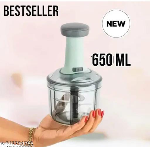 Manual Press Fruit & Vegetable Chopper (650-ML) Vegetable & Fruit Chopper (1) - M Y V E L O R A