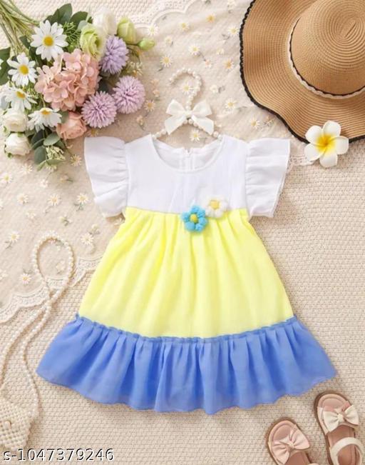Baby Girls Elegant Floral Detail Sleeveless Party Frock - M Y V E L O R A