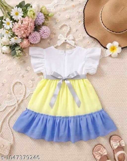 Baby Girls Elegant Floral Detail Sleeveless Party Frock - M Y V E L O R A